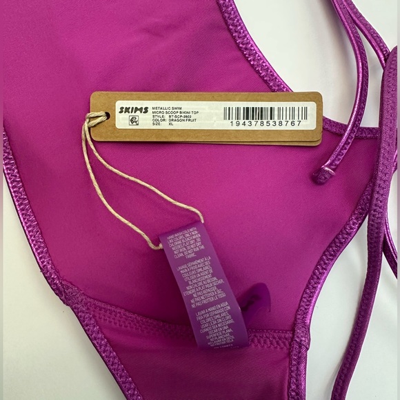 SKIMS Metallic Dragonfruit Pink/Purple Bandeau Bikini Top - Picture 3 of 7